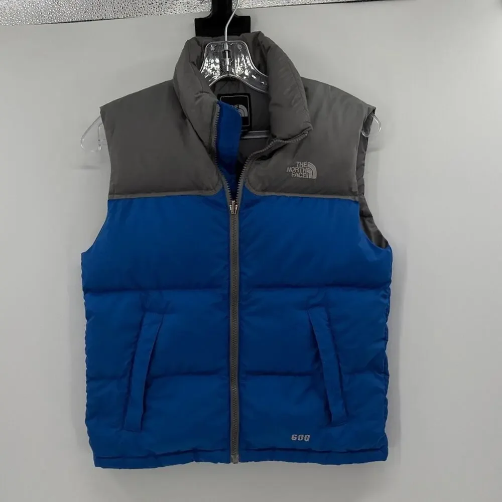 The North Face Boys 600 Down Puffer Vest - Blue/Gray - Medium